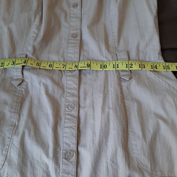 Iz Byer California Button Down Shirt Dress Tan Cotton Spandex Blend Medium - Picture 9 of 14